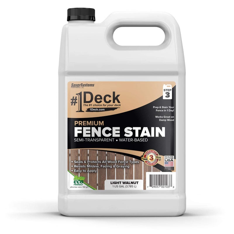 SaverSystems #1 Deck Premium Wood Fence Stain - Semi-Transparent Sealer (1 Gallon, Light Walnut) - Image 1